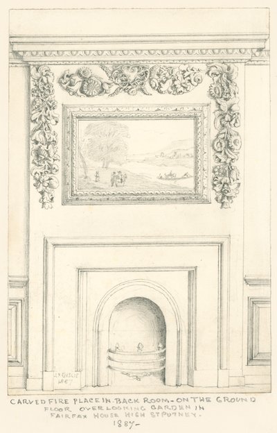 Carved Fireplace in Back Room on the Ground Floor Overlooking the Garden, Fairfax House, High Street, Putney by John Phillipp Emslie